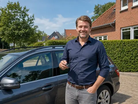 Verkäufer aus Geesthacht mit dem verkauften Fahrzeug